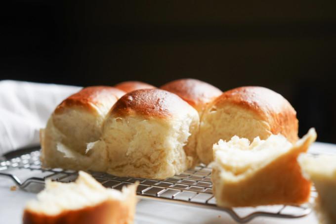 baked Hokkaido milk bread rolls