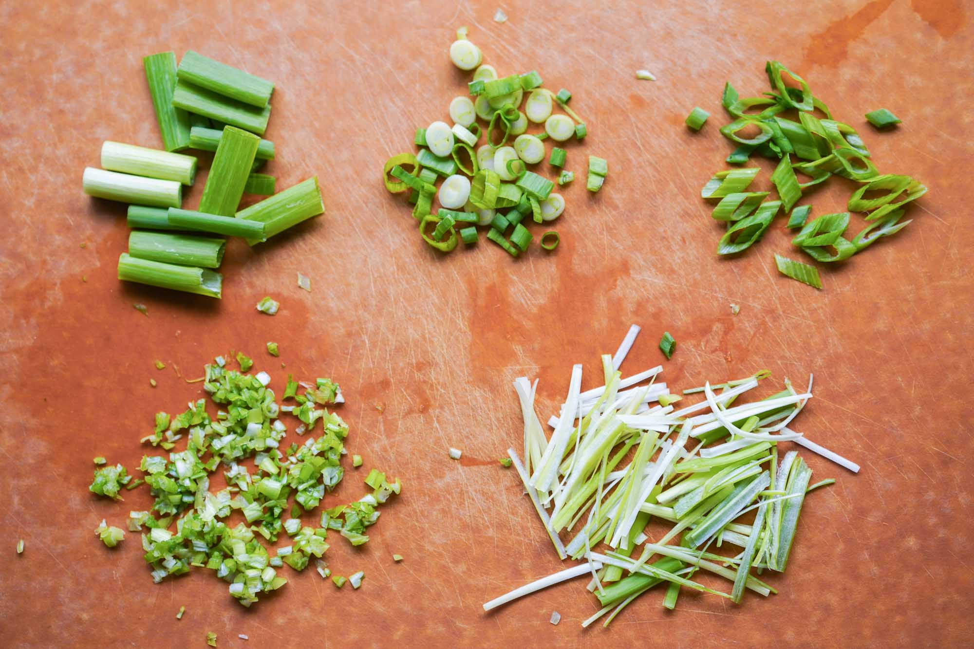how to cut green onions 5 ways