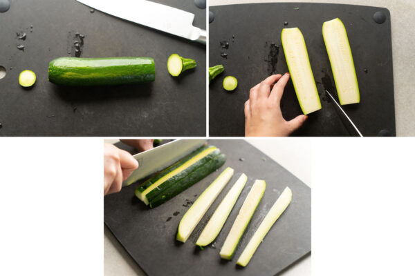 cutting zucchini for fries