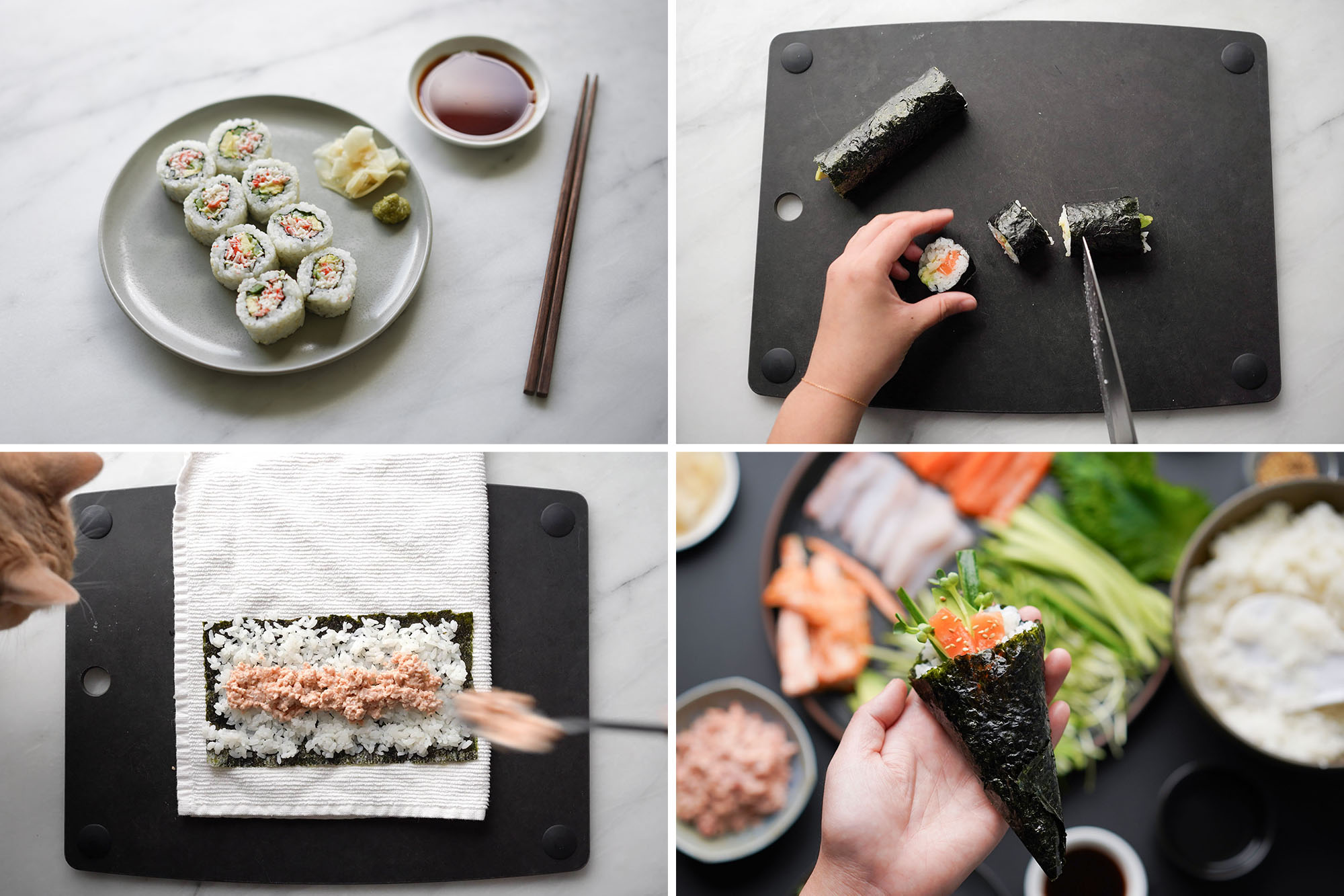 how to roll sushi four ways