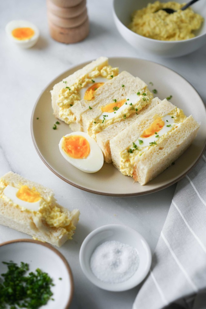 Japanese egg sandwich on a plate