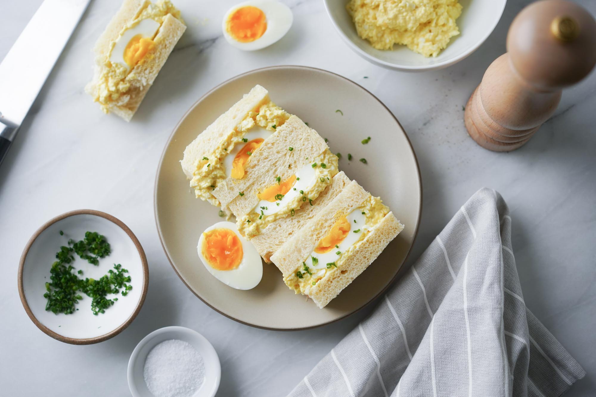 Japanese egg sandwich on a plate