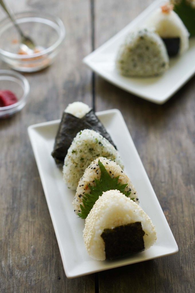 plates of Japanese onigiri