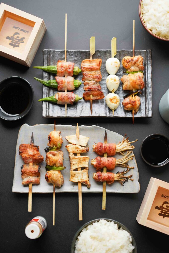 grilled Japanese yakitori skewers