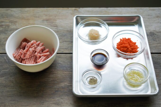 ingredients for lumpia ready to mix