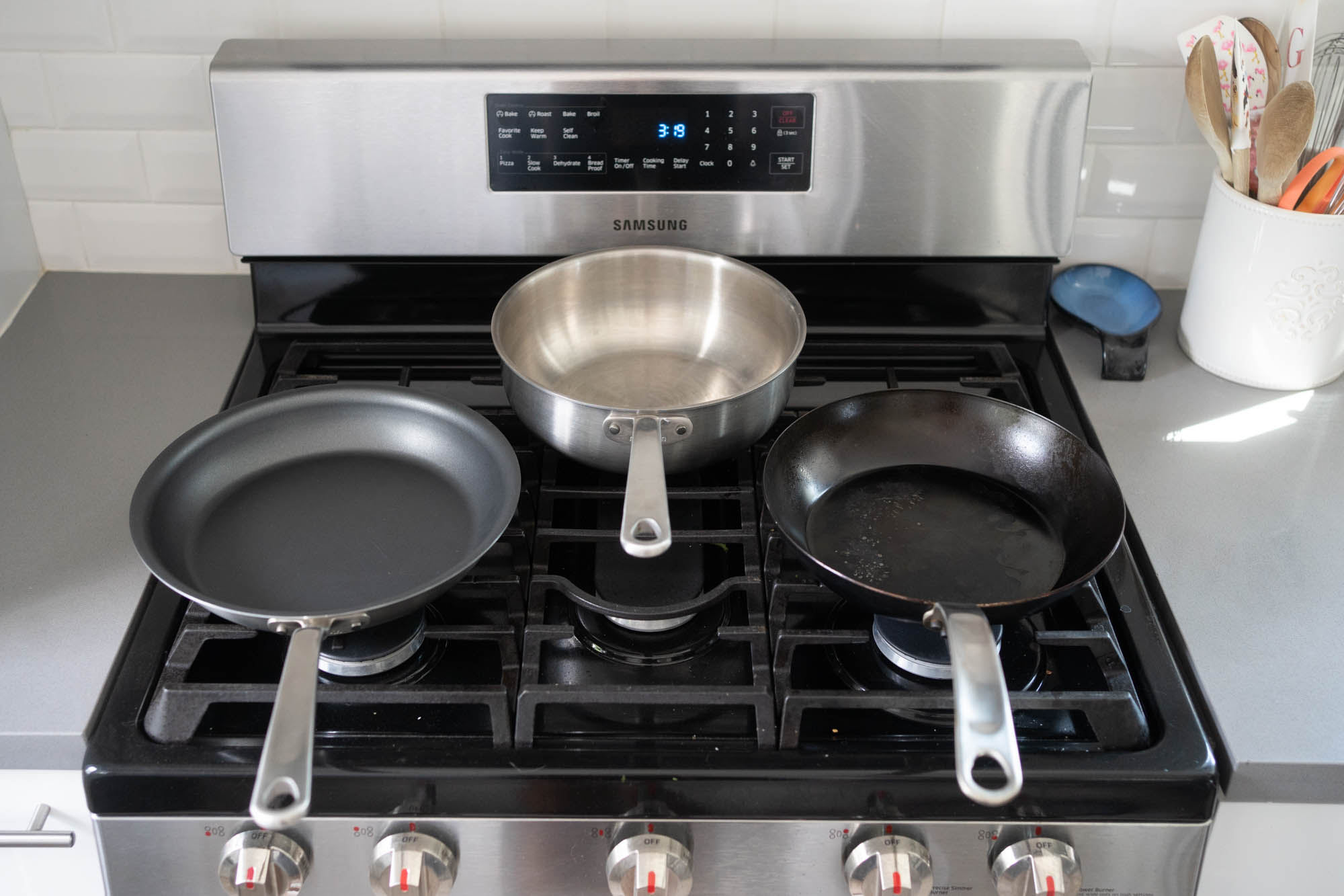 Made-In cookware on a stovetop