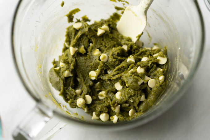 finished matcha cookie batter