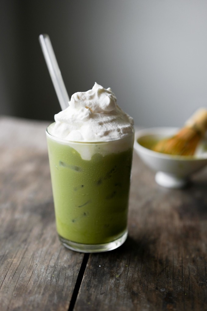 matcha latte with whipped cream