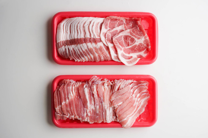 tray of pork shoulder and pork belly