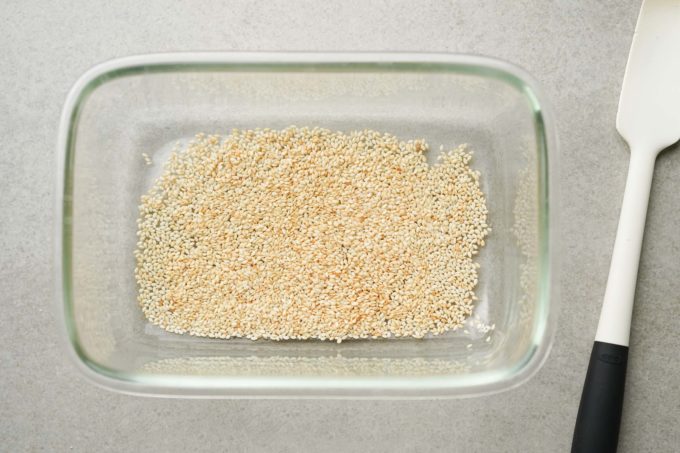 sesame seeds in glass container