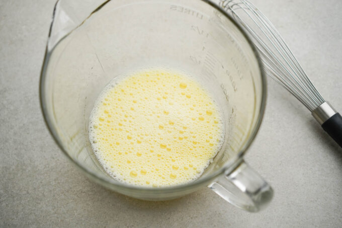 mixing bowl with mixed wet ingredients