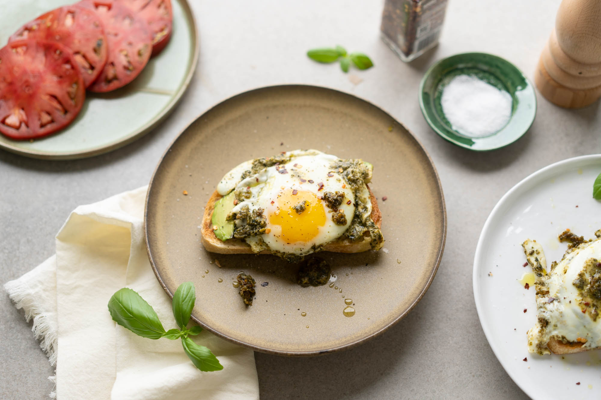 pesto eggs on toast