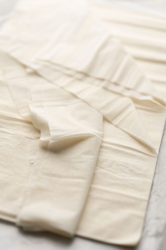 phyllo dough detail closeup