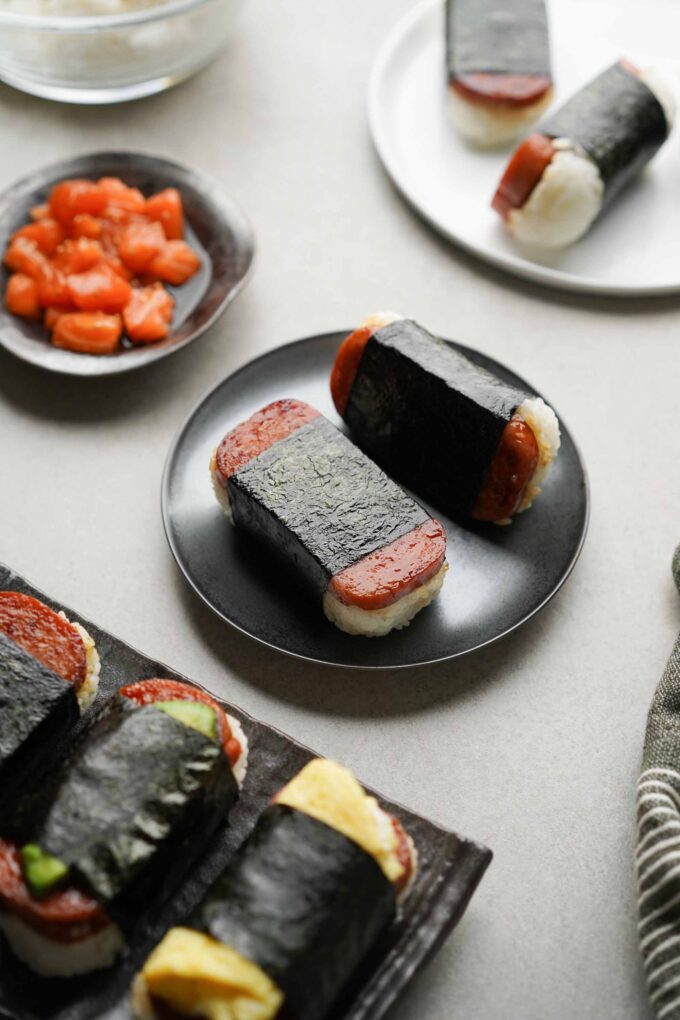 Easy Teriyaki Spam Musubi, sushi, teriyakii, recipe, Spam, Teriyaki Spam  Musubi. Pan-fried spam with a homemade teriyaki glaze packed with sushi  rice and wrapped in roasted seaweed. Recipe