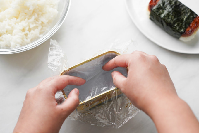 plastic wrap in Spam can