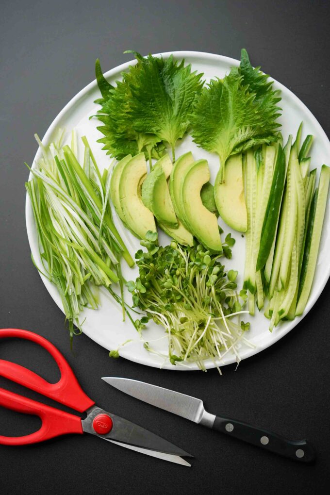 cut veggies for hand rolls