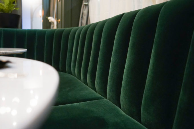 Podmore's green velvet seating