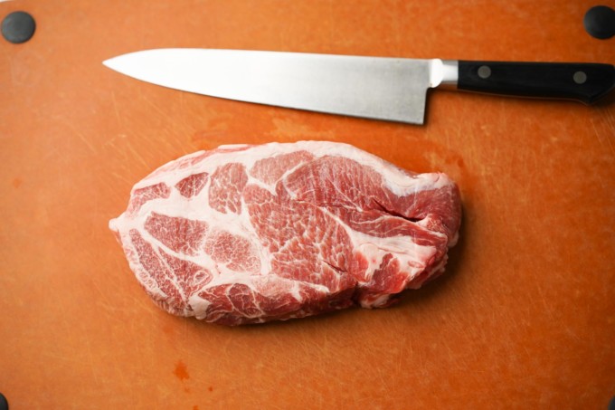 pork shoulder/butt on cutting board
