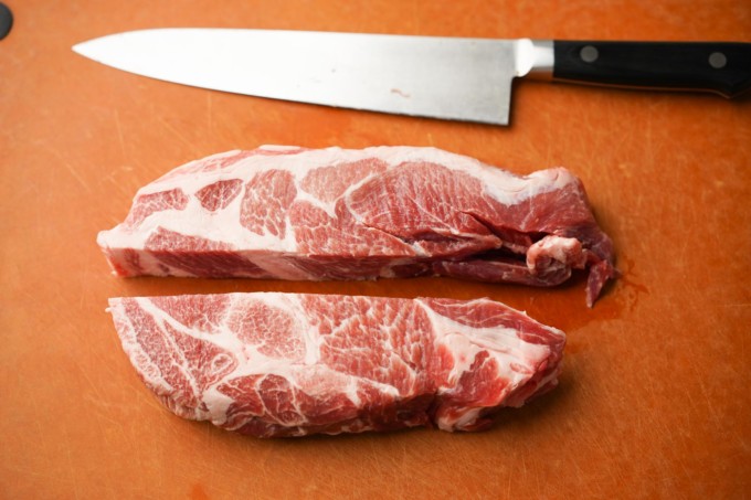 split steak of pork shoulder