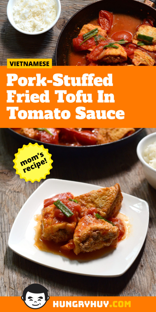 Pork Stuffed Tofu in Tomato Sauce Pinterest Image