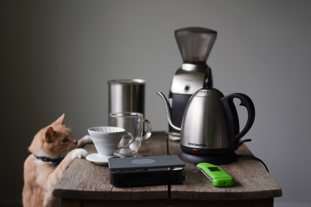 side by side of ground coffee and water