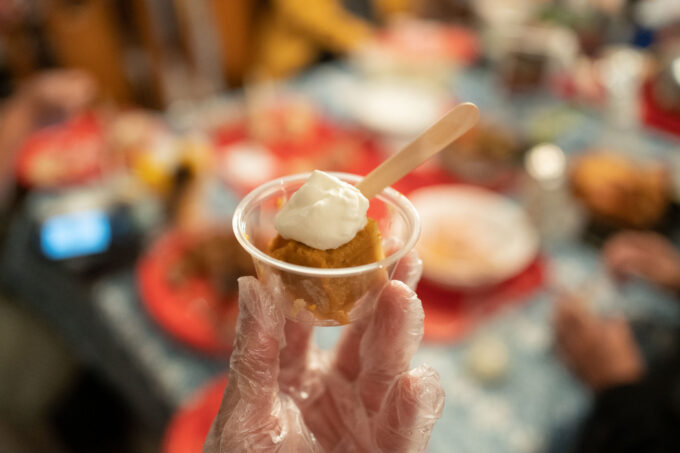 sample cup of pumpkin pie