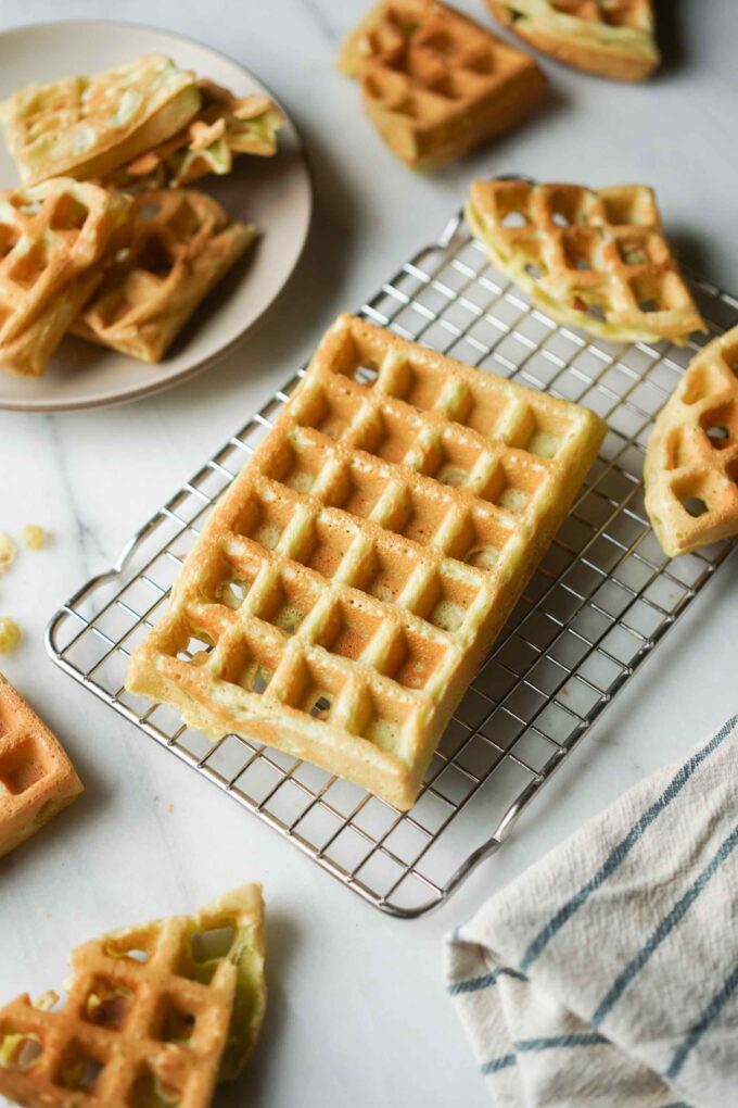 rectangular vegan pandan waffle