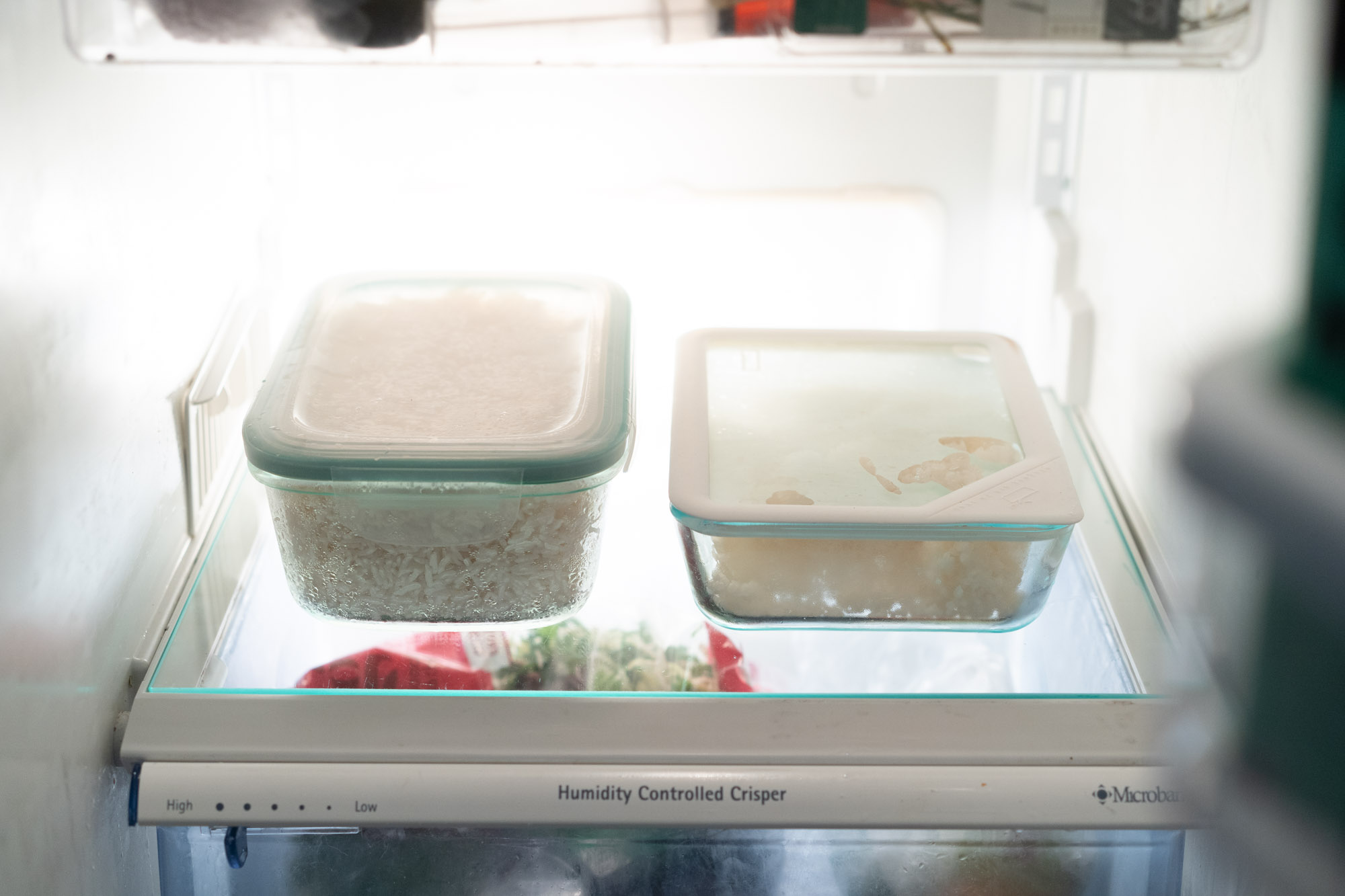 rice containers in the fridge