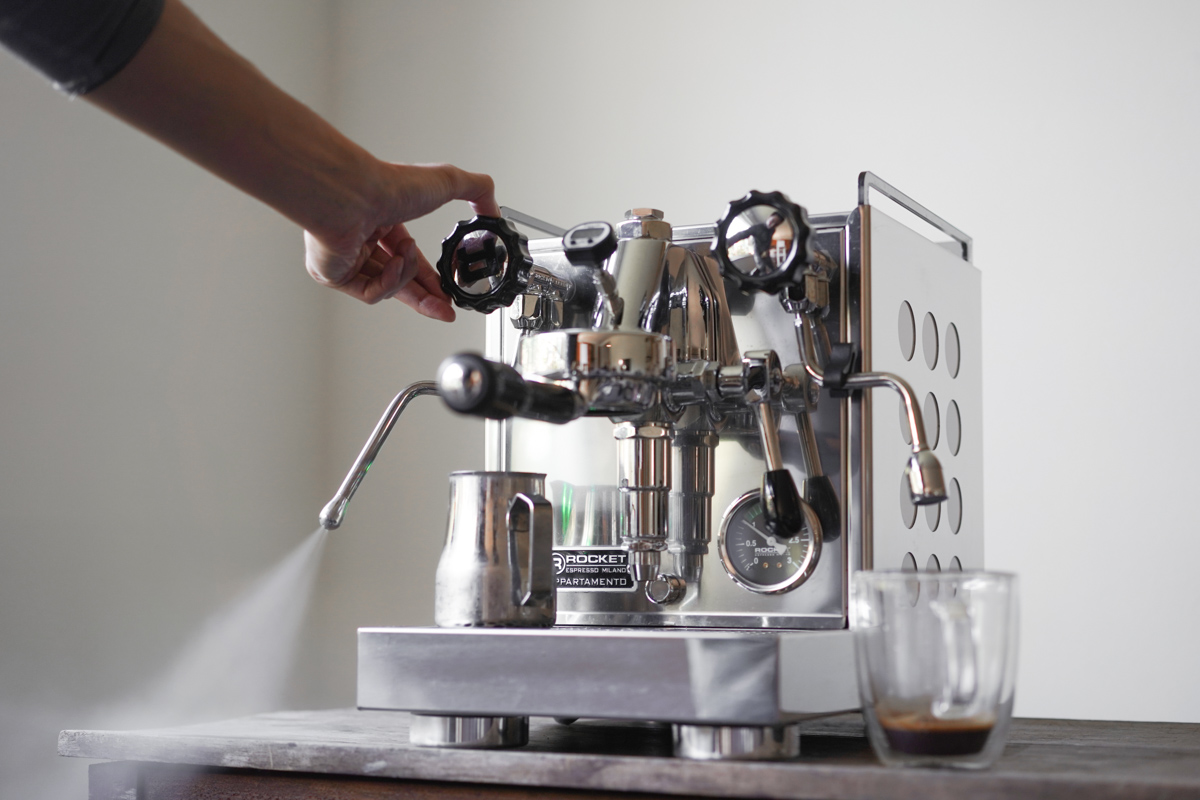 releasing espresso steam wand