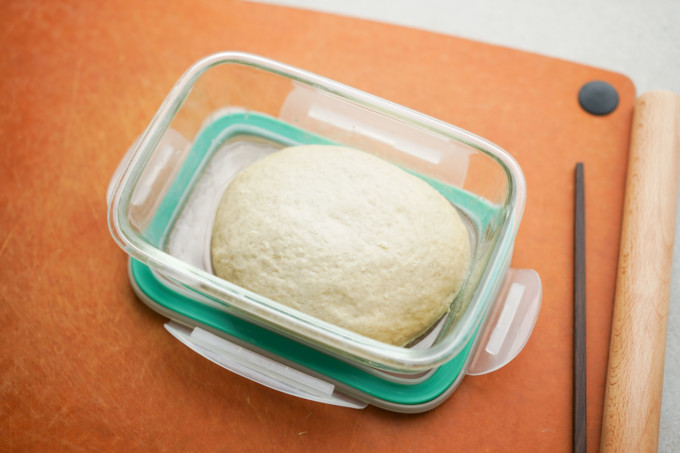 rested dough in container