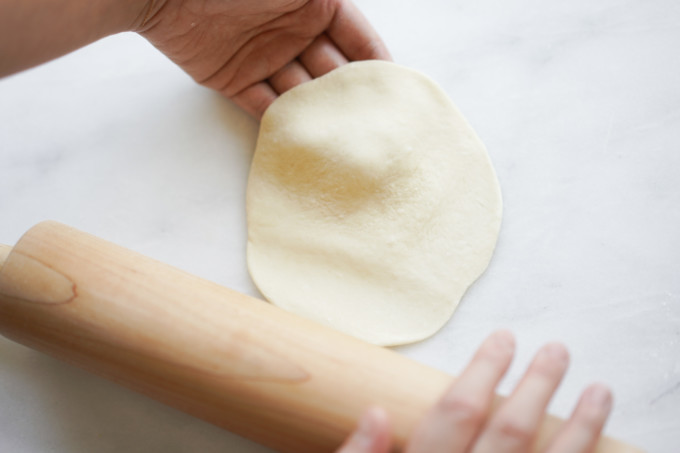 rolling out bau dough and edges