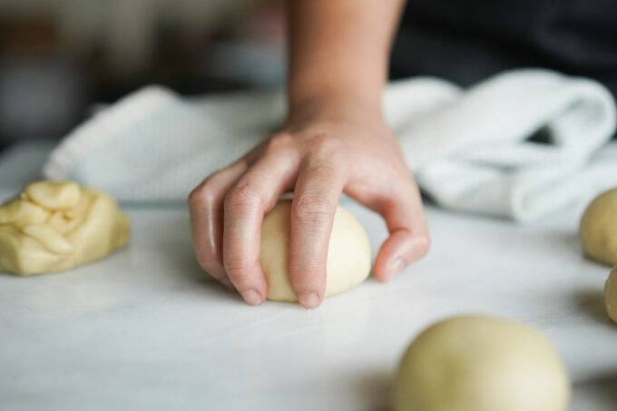 claw hand shape, smoothing out dough balls