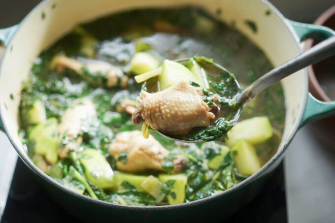 big ladle of chicken tinola