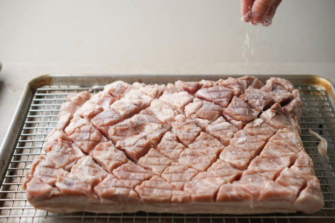 seasoning brined pork belly