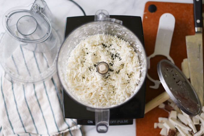 cassava shredded with a food processor