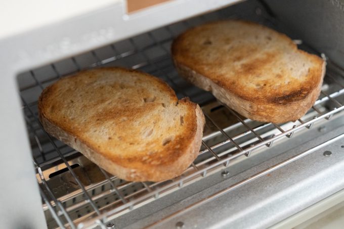 two slices of toast in Balmuda toaster