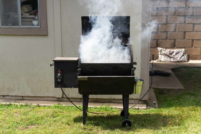 smoke coming out of Traeger grill