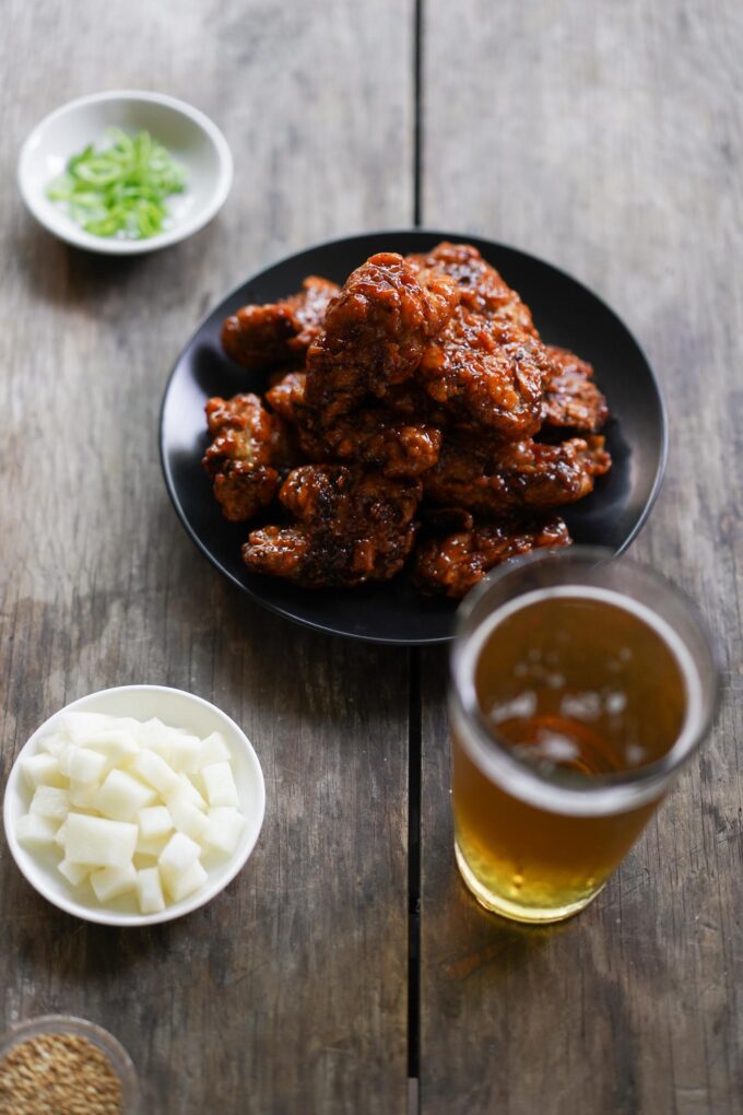 plate of korean fried chicken