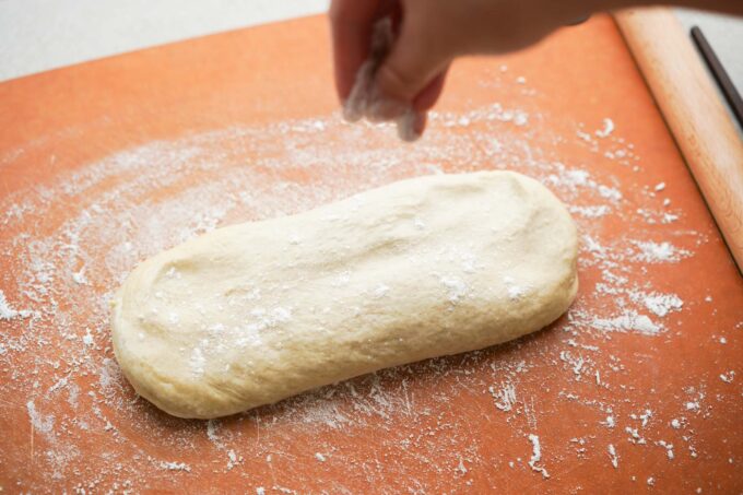 stretched, floured dough