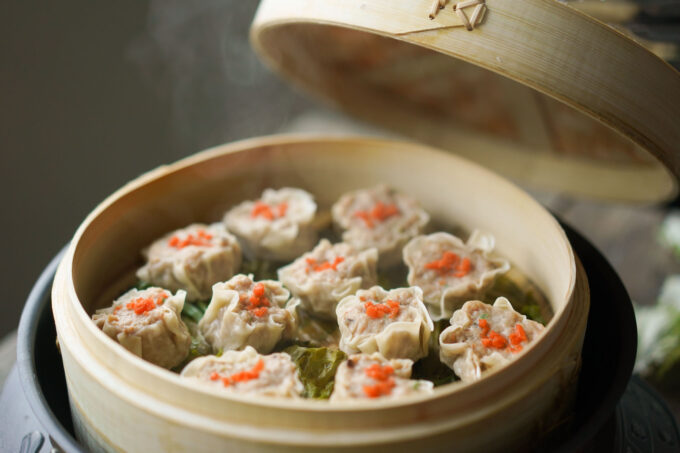 steamer loaded with a ton of shumai dumplings