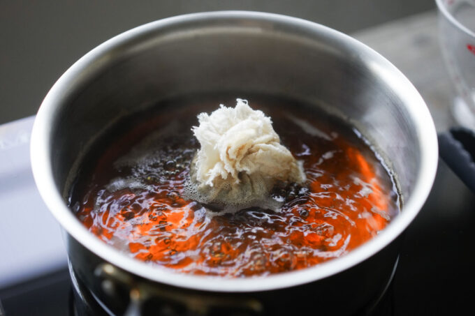 tea steeping in a pot