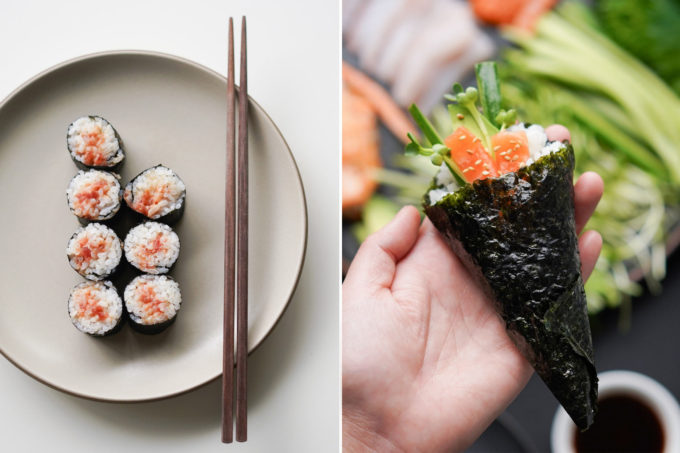 cut sushi roll vs hand roll
