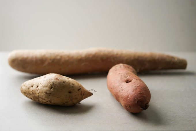sweet potatoes and one long yam