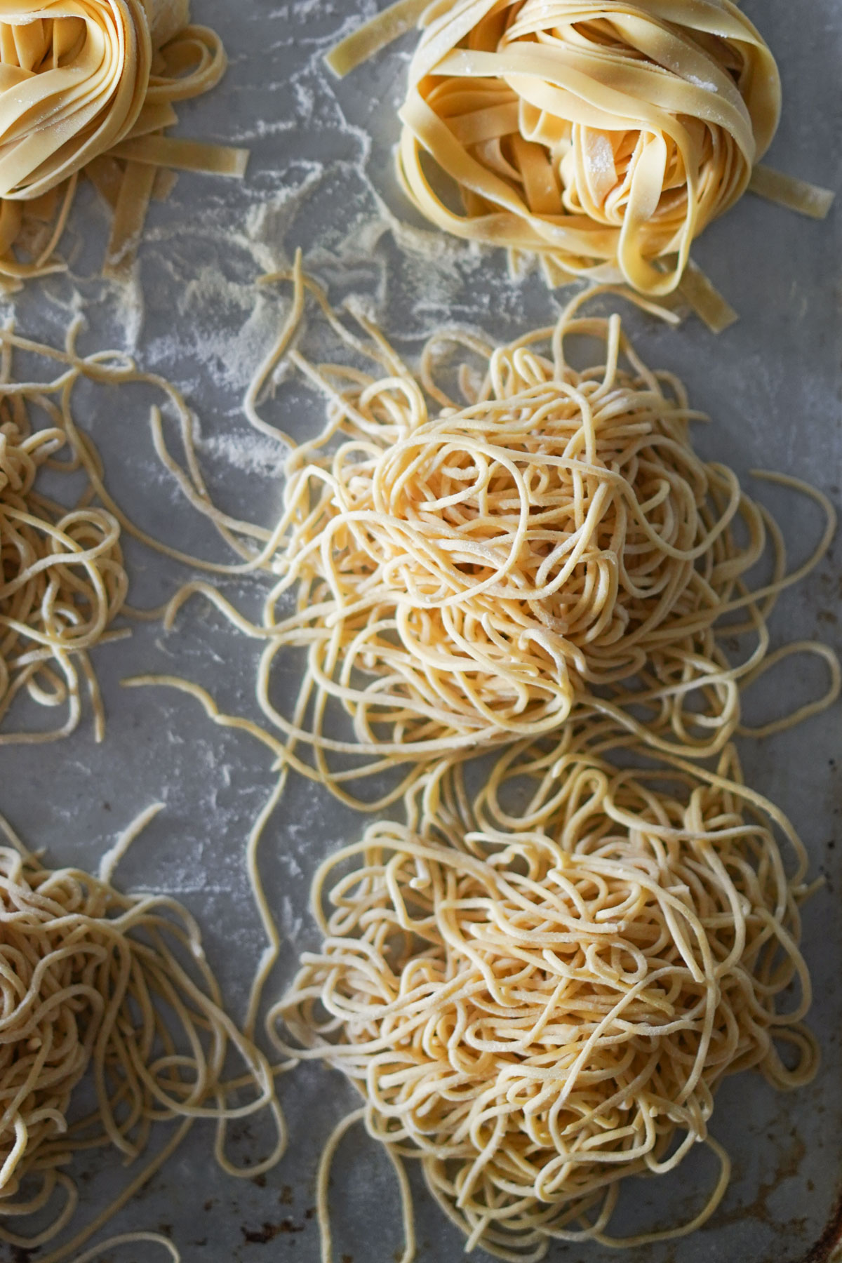 nests of taglioni pasta (looks like spaghetti!)