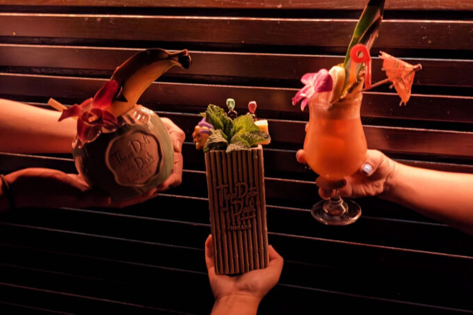 Tiki drinks from Three Dots and a Dash bar