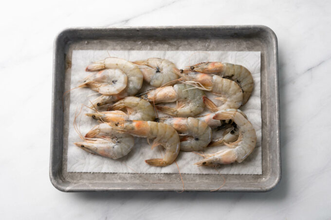 tray of raw shrimp