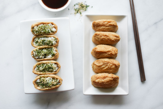 two kinds of inari on plates