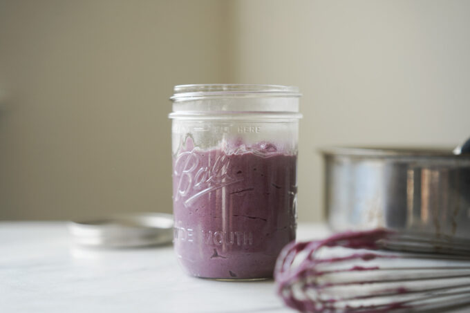 glass jar of ube halaya