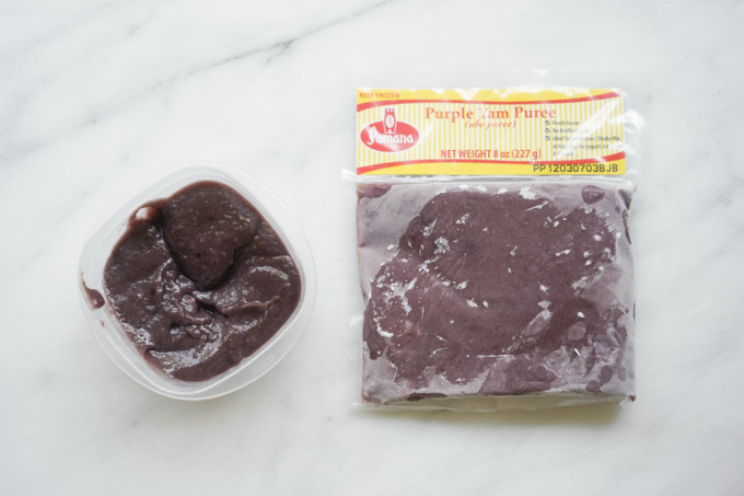 ube puree defrosted and frozen