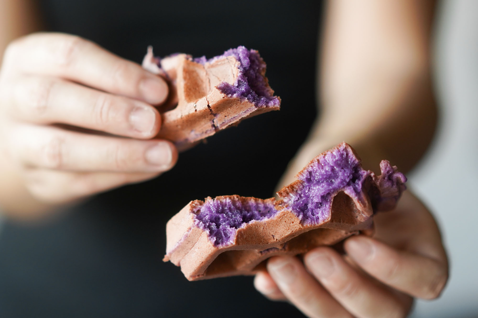 ube waffle closeup